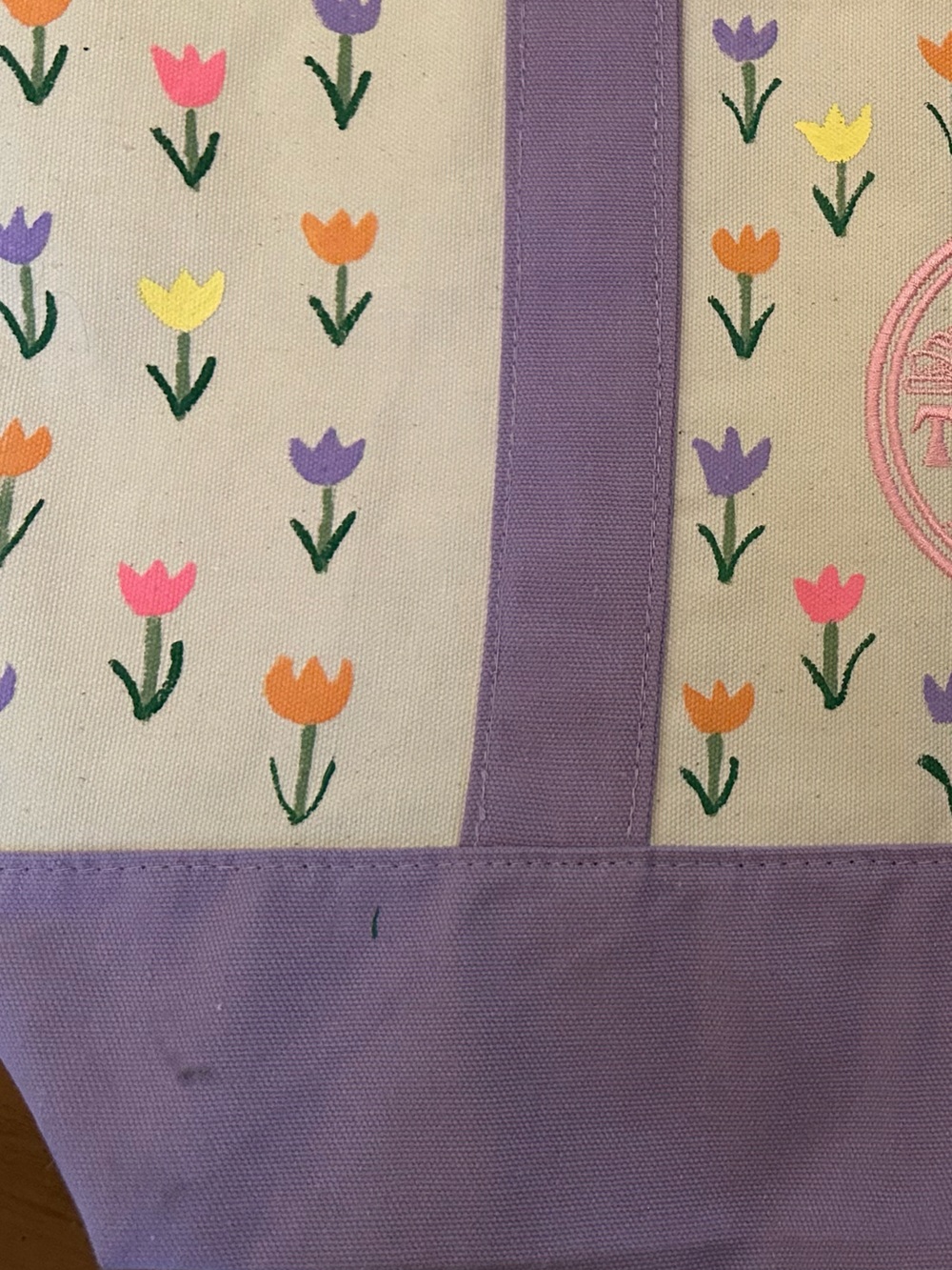 Hand Painted Trader Joe’s Lavender Canvas Tote Bag (Large Size) - Picture 5 of 5